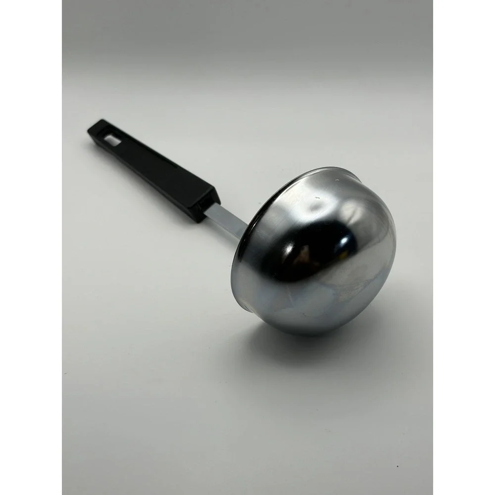 Chrome Foley Ladle VTG Kitchen Tool Utensil Black Handle